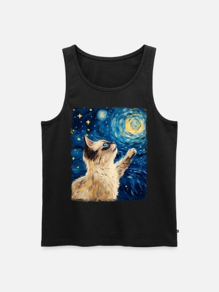 Birmakatze Sternennacht-Gemälde - Männer Premium Bio Tank Top - Schwarz