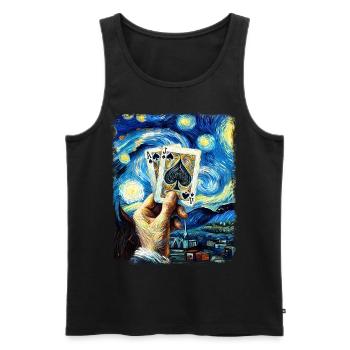 Blackjack Glücksspiel Karten Sternennacht Malerei - Männer Premium Bio Tank Top - Schwarz - Vorne - AI Model Male 178 light (178cm)