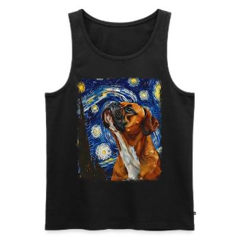 Boxer Dog Starry Night Painting - Men's Premium Organic Tank Top - black - Front - AI Model Male 178 light (178cm)
