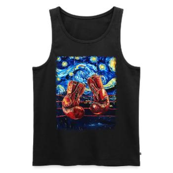 Boxer Boxing Gloves Starry Night Painting - Men's Premium Organic Tank Top - black - Front - Michal (187cm)