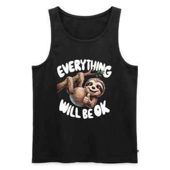 Motivierendes Faultier Alles wird gut - Männer Premium Bio Tank Top - Schwarz - Vorne - Michal (187cm)