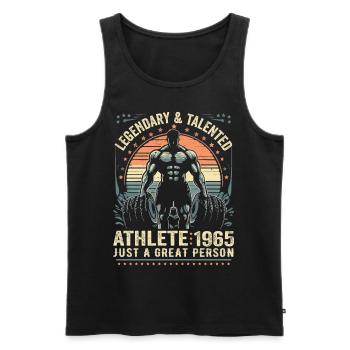 Jahrgang 1965 Fitness Geburtstagsgeschenk 1965 - Männer Premium Bio Tank Top - Schwarz - Vorne - Michal (187cm)