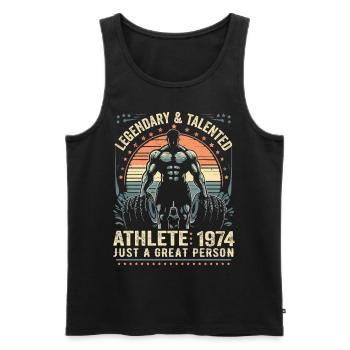 Jahrgang 1974 Fitness Geburtstagsgeschenk 1974 - Männer Premium Bio Tank Top - Schwarz - Vorne - Michal (187cm)