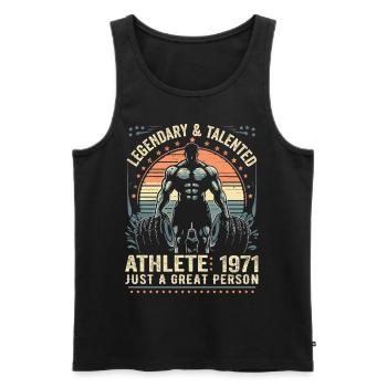 Jahrgang 1971 Fitness Geburtstagsgeschenk 1971 - Männer Premium Bio Tank Top - Schwarz - Vorne - Michal (187cm)