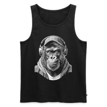 Chemise Gorilla Monkey DJ - Débardeur bio Premium Homme - noir - Devant - AI Model Male 178 light (178cm)