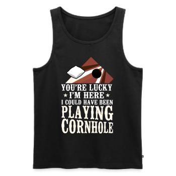 Joueur de sac de haricots de l’équipe Cornhole - Débardeur bio Premium Homme - noir - Devant - Michal (187cm)