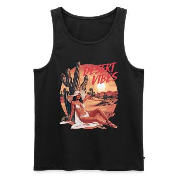 Sonnenuntergang Desert Vibes Urlaub Abenteuer - Männer Premium Bio Tank Top - Schwarz - Vorne - Michal (187cm)