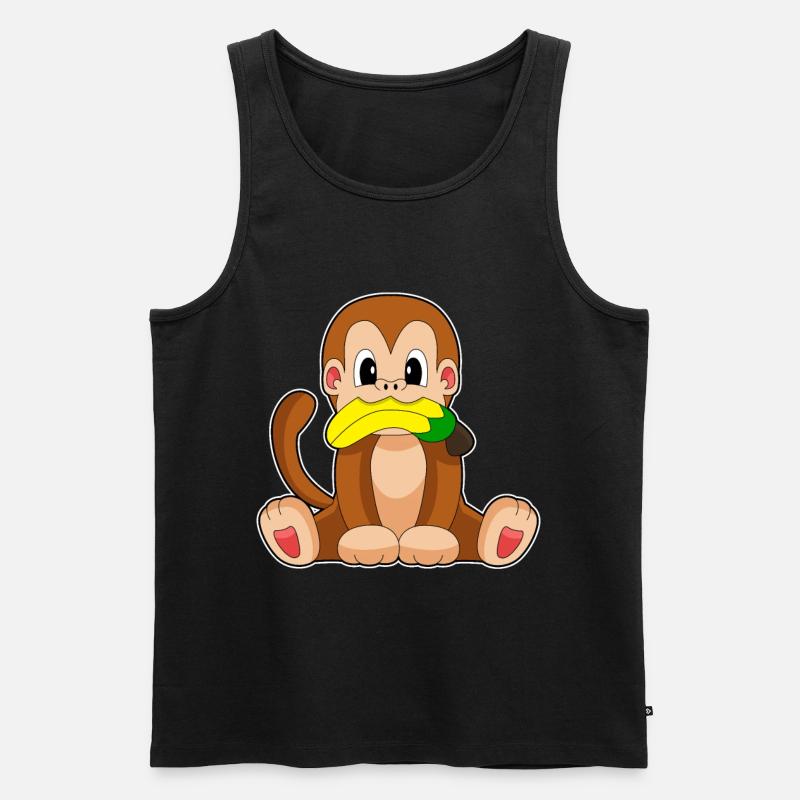 Affe Banane - Männer Premium Bio Tank Top - Schwarz