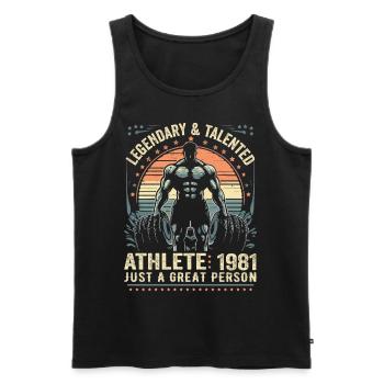 Jahrgang 1981 Fitness Geburtstagsgeschenk 1981 - Männer Premium Bio Tank Top - Schwarz - Vorne - Michal (187cm)