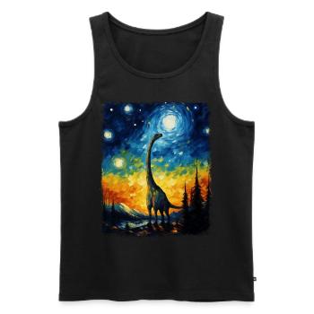 Brachiosaure dinosaure Nuit étoilée Peinture - Débardeur bio Premium Homme - noir - Devant - Michal (187cm)