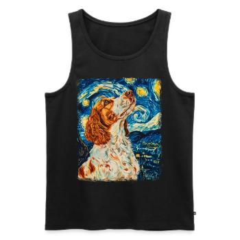 Brittany Spaniel Chien Nuit étoilée Peinture - Débardeur bio Premium Homme - noir - Devant - AI Model Male 178 light (178cm)