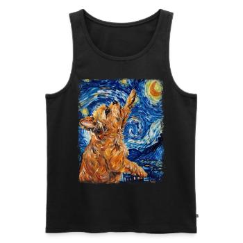 Brussels Griffon Dog Starry Night Painting - Men's Premium Organic Tank Top - black - Front - AI Model Male 178 light (178cm)