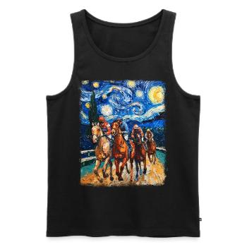 Courses de chevaux Équitation Nuit étoilée Peinture - Débardeur bio Premium Homme - noir - Devant - Michal (187cm)