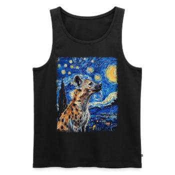 Hyène Africain Animal Nuit Étoilée Peinture - Débardeur bio Premium Homme - noir - Devant - AI Model Male 178 light (178cm)