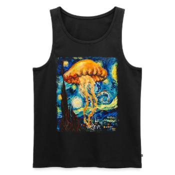 Méduse Océan Nuit étoilée Peinture - Débardeur bio Premium Homme - noir - Devant - Michal (187cm)