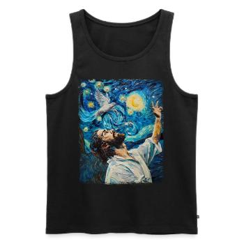 Jésus Colombe Blanche Chrétien Nuit étoilée Peinture - Débardeur bio Premium Homme - noir - Devant - Michal (187cm)