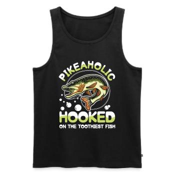 Pikeaholic Hooked on the Toothiest Fish - Männer Premium Bio Tank Top - Schwarz - Vorne - AI Model Male 178 light (178cm)