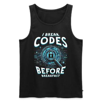 Penetrationstester I break codes before breakfast - Männer Premium Bio Tank Top - Schwarz - Vorne - AI Model Male 178 light (178cm)