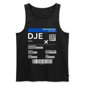 Carte d’embarquement Djerba Idée de vacances en Tunisie - Débardeur bio Premium Homme - noir - Devant - AI Model Male 178 light (178cm)