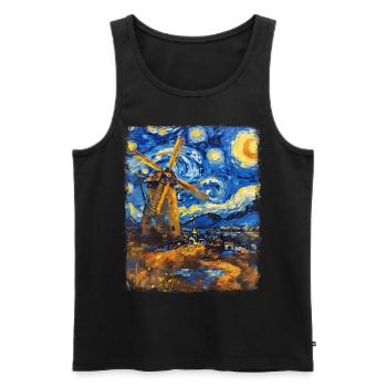 Éolienne Éolienne Peinture Nuit Étoilée - Débardeur bio Premium Homme - noir - Devant - Michal (187cm)