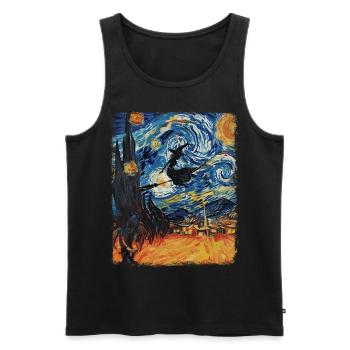 Hexe Halloween Hexen Okkultes Sternennacht Gemälde - Männer Premium Bio Tank Top - Schwarz - Vorne - AI Model Male 178 light (178cm)
