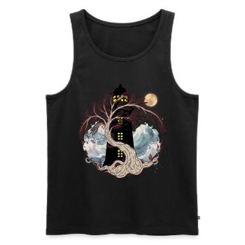 Phares maritimes mystiques Phare Arbre de lune - Débardeur bio Premium Homme - noir - Devant - Michal (187cm)