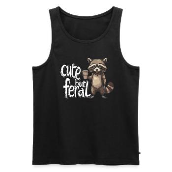 Cartoon Cute but feral Waschbär Kaffee Trinker - Männer Premium Bio Tank Top - Schwarz - Vorne - AI Model Male 178 light (178cm)