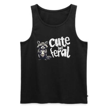 Cute but feral Kaffee Trinker Waschbär Cartoon - Männer Premium Bio Tank Top - Schwarz - Vorne - AI Model Male 178 light (178cm)