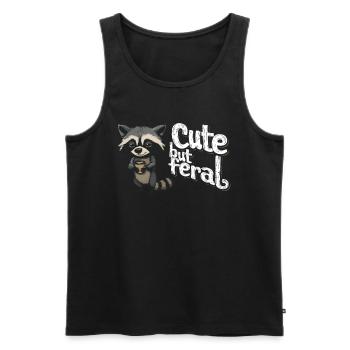 Wild und verrückt Waschbär Kaffee Trinker Cartoon - Männer Premium Bio Tank Top - Schwarz - Vorne - AI Model Male 178 light (178cm)