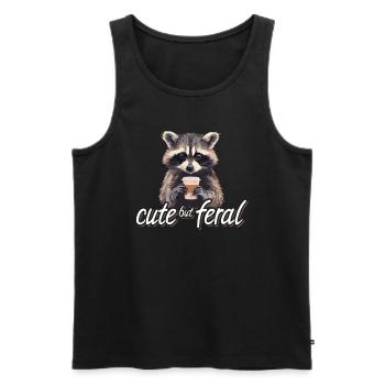 Kaffee Trinker Waschbär Cartoon - Cute but feral - Männer Premium Bio Tank Top - Schwarz - Vorne - AI Model Male 178 light (178cm)