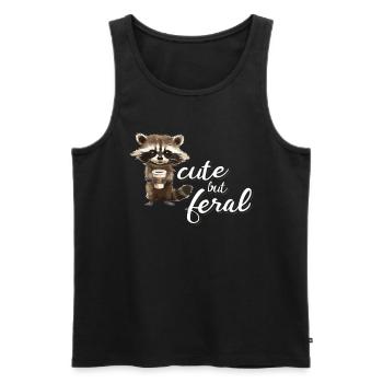 Mignon mais sauvage raton laveur dessin animé amateur de café - Débardeur bio Premium Homme - noir - Devant - Michal (187cm)