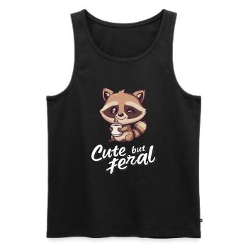 Retro Waschbär Kaffee Trinker - Cute but feral - Männer Premium Bio Tank Top - Schwarz - Vorne - AI Model Male 178 light (178cm)
