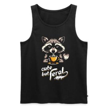 Conception de dessin animé de café raton laveur mignon mais sauvage - Débardeur bio Premium Homme - noir - Devant - Michal (187cm)