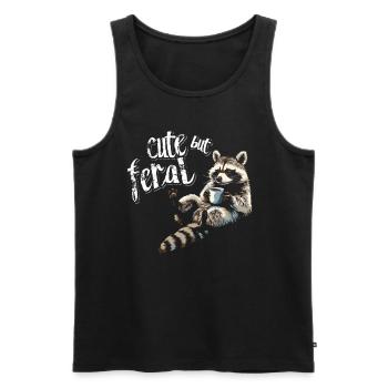 Niedlicher Waschbär Kaffee Trinker Cartoon - Männer Premium Bio Tank Top - Schwarz - Vorne - AI Model Male 178 light (178cm)