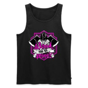 Holzfäller Baumfäller Wood you be mine? - Männer Premium Bio Tank Top - Schwarz - Vorne - AI Model Male 178 light (178cm)