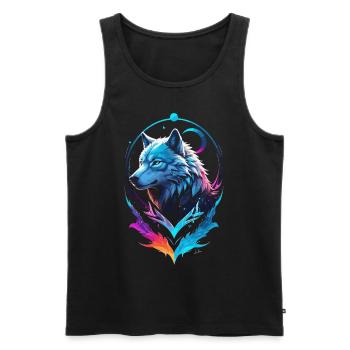 Wolf Malerei Mehrfarbige Fantasie - Männer Premium Bio Tank Top - Schwarz - Vorne - AI Model Male 178 light (178cm)