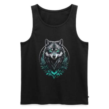 Forest Arctic Wolf - Men's Premium Organic Tank Top - black - Front - AI Model Male 178 light (178cm)