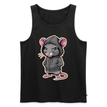 Cool Rat in a Stylish Hoodie - Funny Animals - Men's Premium Organic Tank Top - black - Front - Michal (187cm)