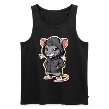 Cool Rat in a Stylish Hoodie - Funny Animals - Men's Premium Organic Tank Top - black - Front - Michal (187cm)