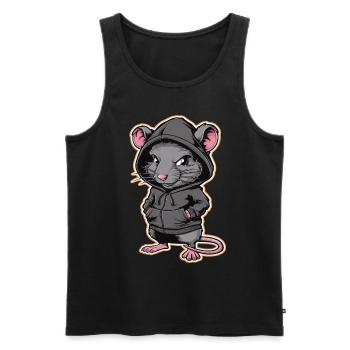 Cool Rat in a Stylish Hoodie - Funny Animals - Men's Premium Organic Tank Top - black - Front - Michal (187cm)