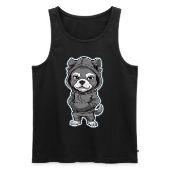 Chien cool en sweat à capuche élégant - Débardeur bio Premium Homme - noir - Devant - Michal (187cm)
