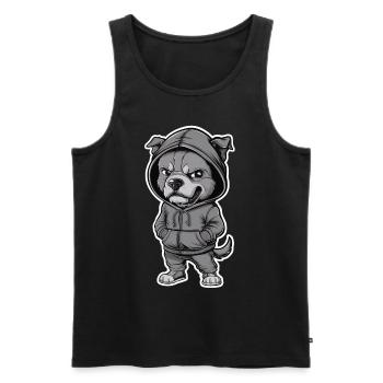 Chien cool en sweat à capuche élégant - Débardeur bio Premium Homme - noir - Devant - Michal (187cm)