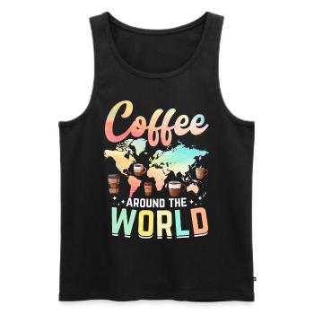 Coffee Around The World - Männer Premium Bio Tank Top - Schwarz - Vorne - Michal (187cm)
