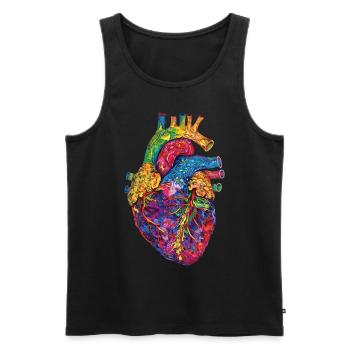 Anatomisches Herz Kunst Bunt - Männer Premium Bio Tank Top - Schwarz - Vorne - AI Model Male 178 light (178cm)