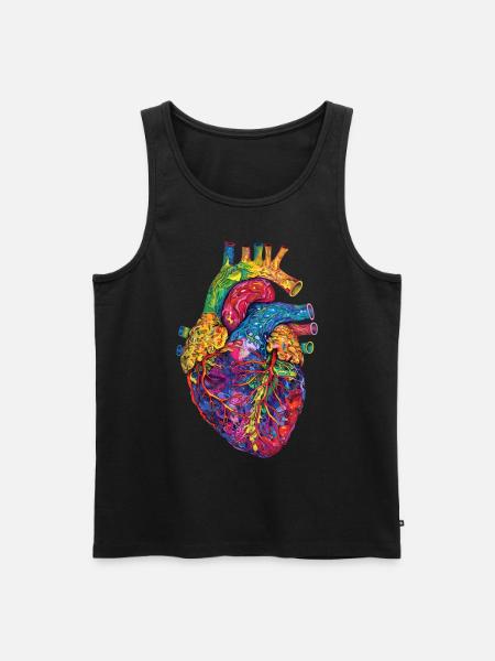 Anatomisches Herz Kunst Bunt - Männer Premium Bio Tank Top - Schwarz