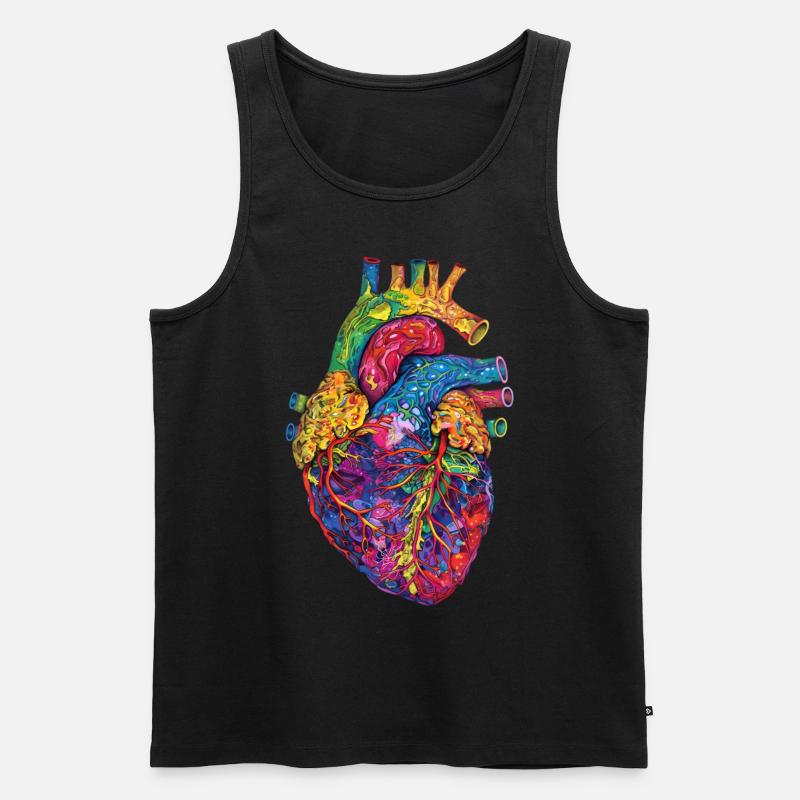 Anatomisches Herz Kunst Bunt - Männer Premium Bio Tank Top - Schwarz