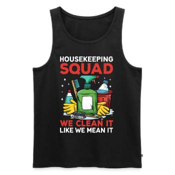 Housekeeping Squad - Men's Premium Organic Tank Top - black - Front - Michal (187cm)