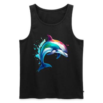 Delfin - Männer Premium Bio Tank Top - Schwarz - Vorne - Michal (187cm)