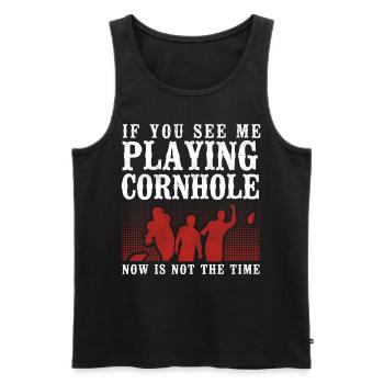 Joueur de sac de haricots de l’équipe Cornhole - Débardeur bio Premium Homme - noir - Devant - Michal (187cm)
