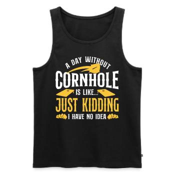 Joueur de sac de haricots de l’équipe Cornhole - Débardeur bio Premium Homme - noir - Devant - Michal (187cm)